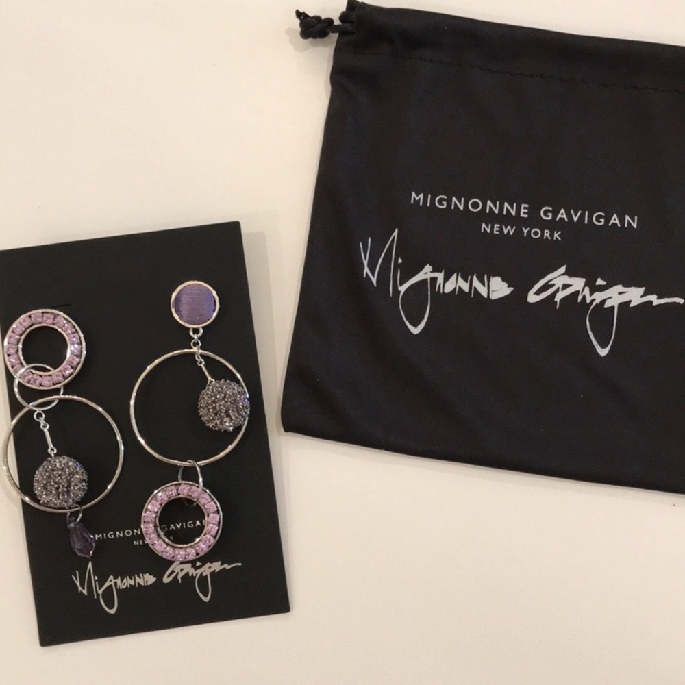 Mignonne Gavigan Purple and Silver Statement Drop Earrings
